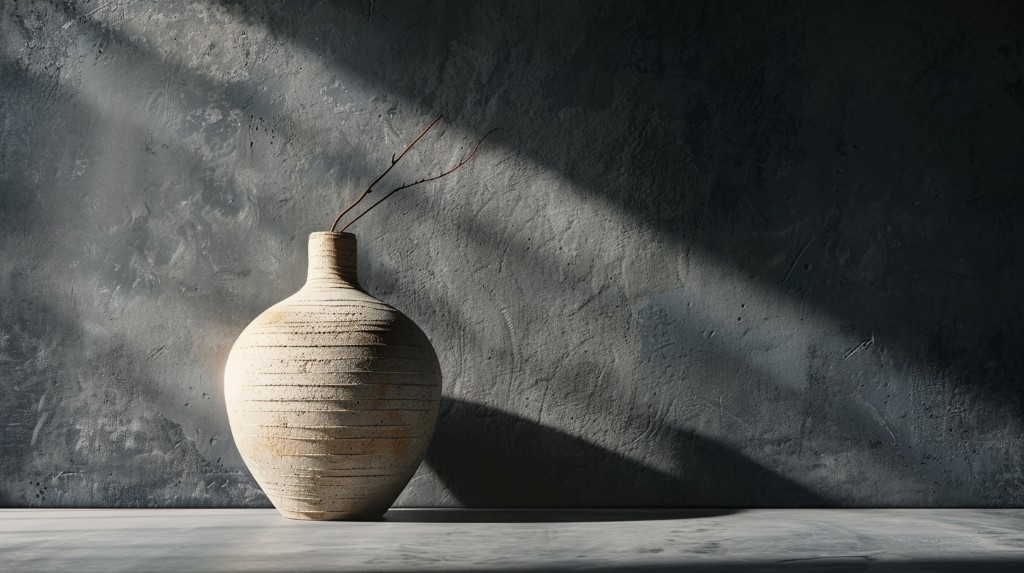 Raw stoneware vase